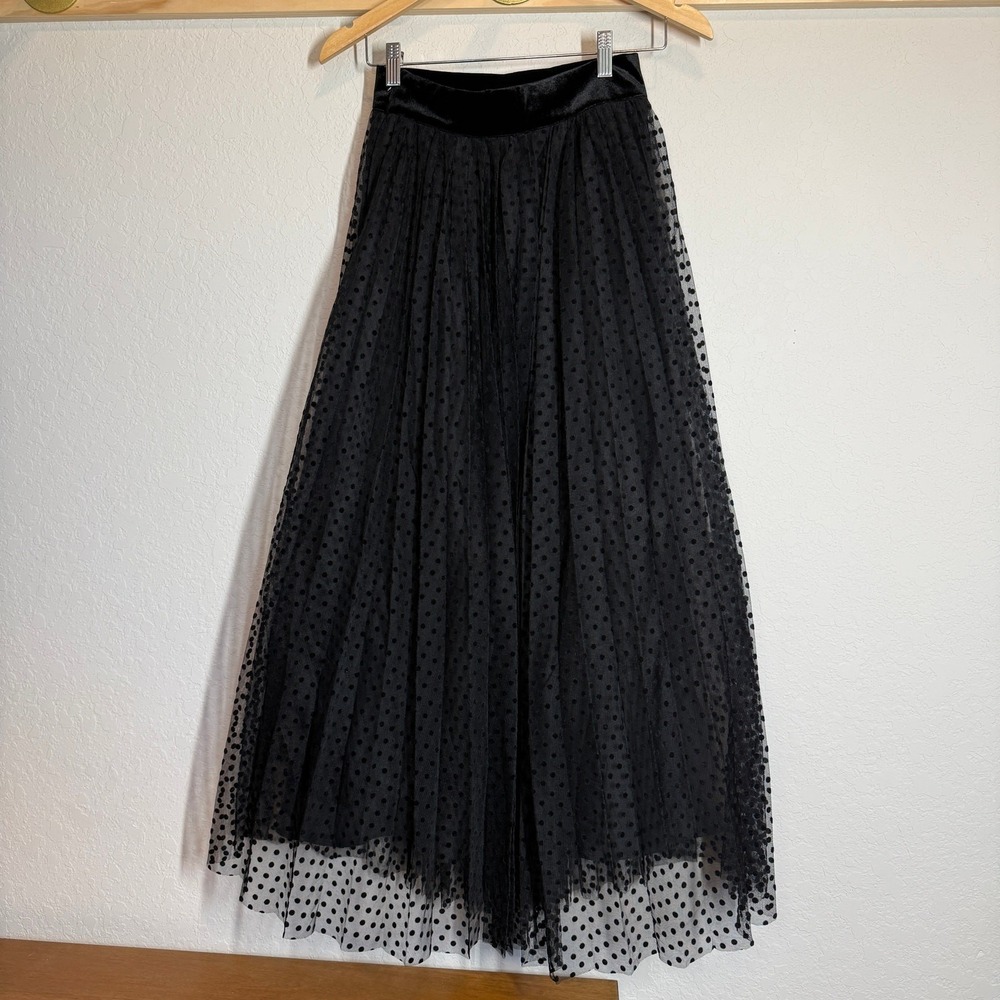 Women's Exquise Tulle Black Polka Dot Maxi Arlo Skirt Size 2 NEW - Picture 11 of 12